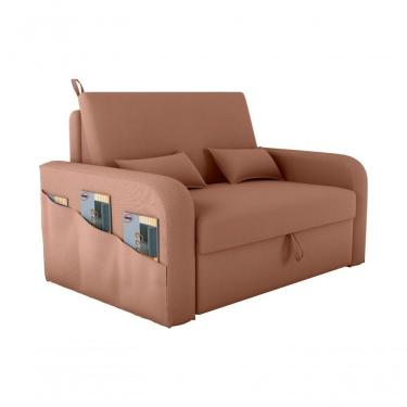 Imagem de Sofá Cama Lady Day 2 Lugares Conforto Veludo Ferrugem Matrix Sala Com Baú