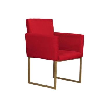 Imagem de Poltrona Decorativa Klara Base Dourada Suede 01 Lugar Vermelho
