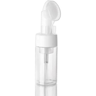 Imagem de Frasco Pump Espumador 200ml com Escova de Silicone Recarregável e Portátil Ideal para Skincare, Sabonete Facial e Limpeza de Pele Profunda