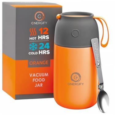 Imagem de Energify – Pote de alimentos isolado a vácuo – Aço inoxidável para alimentos, tigela para sopa, recipiente para almoço, laranja
