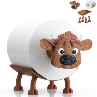 Imagem de Blushtier Suporte de papel higiênico Highland Cow para decoração de banheiro de Natal, impressão 3D, engraçado, fofo, sem vaca, banheiro, cozinha, decoração de quarto