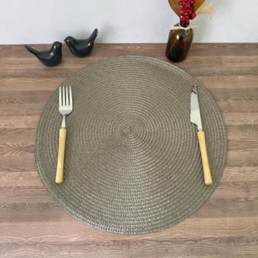 Imagem de Lugar Jogo Americano Redondo Mesa Posta Cozinha Jantar Decorativo Sousplat Tramado Flexível (10, Marrom B)