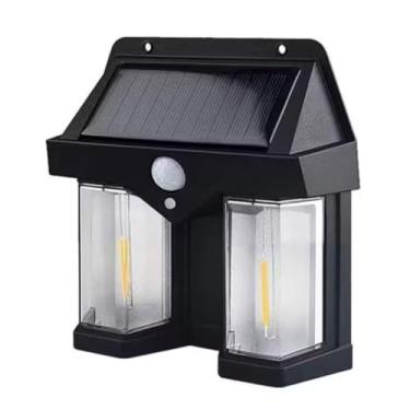 Imagem de Luminaria dupla led Luz Solar Externa À Prova D'água Com Sensor De Presença e Movimento