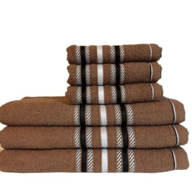 Imagem de Toalha de Banho Gigante, Kit 10 Toalha de Rosto 40x70cm Algodão Felpuda e Bordada Premium Lavabo(Kit 10 Rosto Marrom)