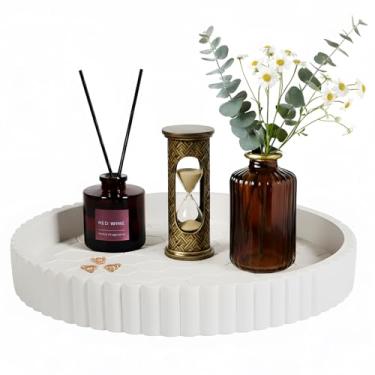 Imagem de DoveeDosa Bandeja decorativa redonda para mesa de centro - Bandeja de concreto para decoração de casa - Decoração de mesa de centro - Bandeja decorativa de mesa - Bandeja de centro com favo de mel