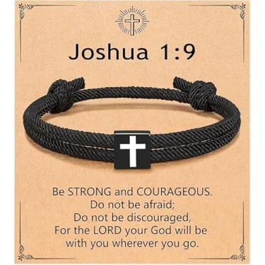 Imagem de Pulseira de cruz masculina para adolescentes, presentes de natal para adolescentes, joias religiosas cristãs presentes para filho da mãe, batismo católico, presentes de aniversário para filho, neto