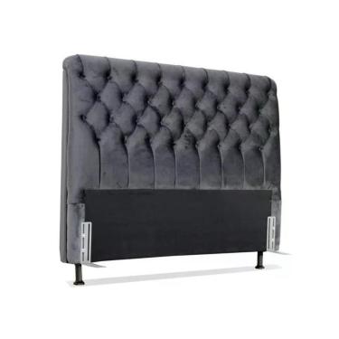 Imagem de Cabeceira De Cama Box Casal 138cm Pádua Veludo Cinza