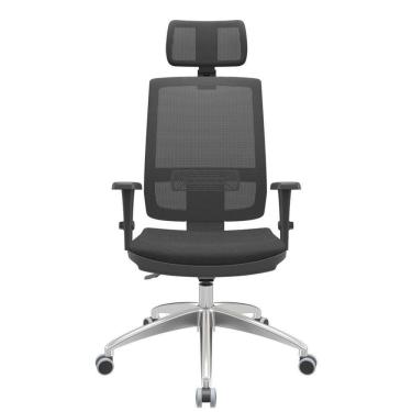 Imagem de Cadeira De Escritório Presidente Executiva Giratória Com Apoio De Cabeça Brizza Tela Presidente Vinil Backplax Preto