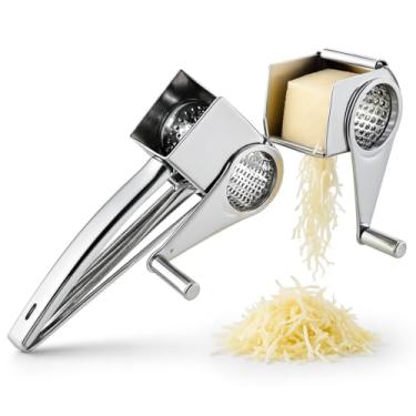 Imagem de Ralador de Queijo Rotativo em Aço Inoxidável Premium – Ralador Manual com Manivela, Lâmina Afiada, Durável, Fácil de Usar – Ideal para Queijo, Chocolate, Castanhas Profissional