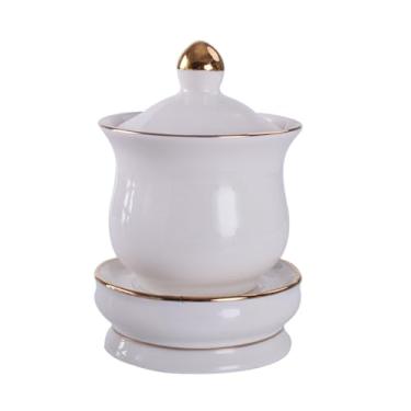 Imagem de FENNYYAR Copo de água de Buda de oferta de cerâmica, 12 cm 4,7 polegadas, ornamento doméstico de copo de água benta branca