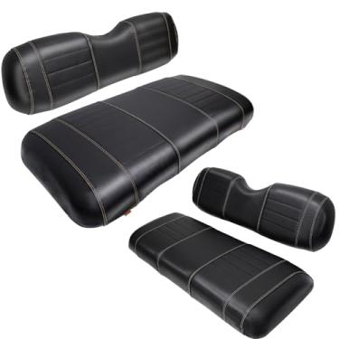 Imagem de SHUNCHENXIANG Kit de capas de assento de carrinho de golfe com 4 peças para EZGO TXT 1994-2013, costura preta, respirável, lavável, removível e fácil de limpar
