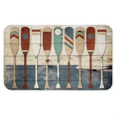 Imagem de Tapete antifadiga com vários padrões rústicos de remo, tapete ergonômico acolchoado para cozinha e pé com suporte antiderrapante, tapete confortável ecológico, design da Milli Villa, 76 cm x 45 cm