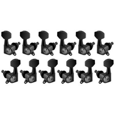 Imagem de Jogo De Tarrachas Tarraxas Blindadas Preta Para Violão Aço Folk 12 Cordas