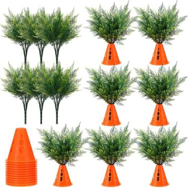 Imagem de Solsew Conjunto de 12 remendos de cenouras de páscoa faça você mesmo, samambaias, plantas artificiais, cenouras falsas, estaca decorativa de quintal, placa de plástico rústico grande para decoração de