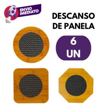 Imagem de Kit 06 Pç Descanso De Panela Bambu Protege Mesa E Bancada 02 Formato R