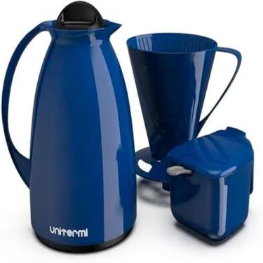 Imagem de Garrafa termica para cafe e acessorios, para casa, azul, completa