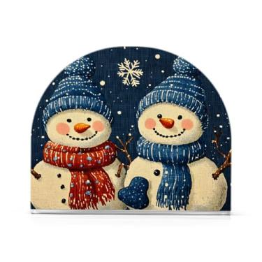 Imagem de Qilmy Porta-guardanapos de acrílico vintage para bonecos de neve de inverno, porta-lenços de mesa independentes, dispensador de papel de coquetel para cozinha, jantar, restaurante, bar, decoração, 1