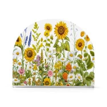Imagem de Qilmy Porta-guardanapos de acrílico de flores silvestres, suporte de guardanapo de coquetel de plástico transparente para mesas de restaurante de cozinha, 1 peça