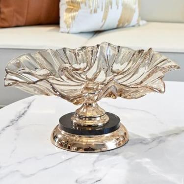 Imagem de FENNYYAR Prato de frutas doméstico de vidro de cristal, sala de estar, 31 cm, prato de sobremesa, enfeite frontal de buda