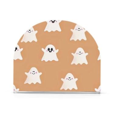 Imagem de JUZIHAI Suporte de guardanapo de Halloween Boo para mesa dispensador de guardanapo de acrílico para mesa suporte de lenços independente para cozinha sala de jantar bar festa decoração de casa