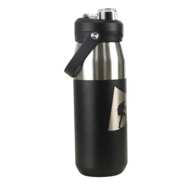Imagem de Garrafa Térmica Inoxidável 750ml, Aço Inoxidável 18/8, Parede Dupla a Vácuo, Preta, 24cm Altura, Mantém Bebidas Frias 24h e Quentes 8h, Tampa Multifuncional com Alça