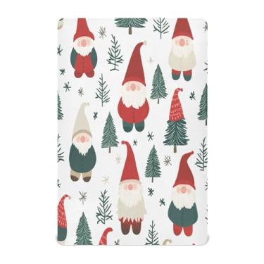 Imagem de Qilmy Lençóis de berço fofos de Natal com gnomos de Natal, de microfibra macia, respirável, elástico, para meninos e meninas, miniberço, 99 cm x 68,5 cm, capa de colchão infantil portátil