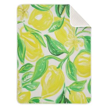 Imagem de Qilmy Cobertor de bebê Lemons 76 x 101 cm, cobertor infantil de algodão macio para meninos e meninas, cobertor leve e quente para bebês de berço, carrinho de bebê, soneca, recém-nascido