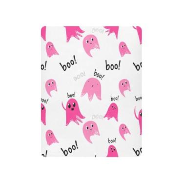 Imagem de JUZIHAI Lençol de berço Halloween Boo para meninos e meninas, macio, elástico, respirável, para berço padrão e cama infantil, 99 x 68 cm