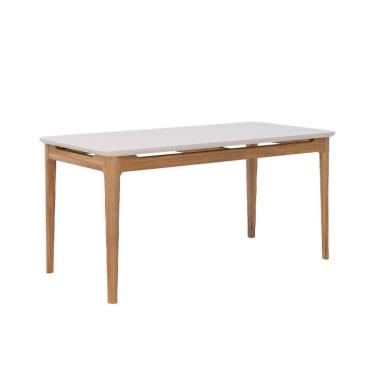 Imagem de Mesa de Jantar Retangular com Tampo de Vidro Off White Baoba Cinamomo 160 cm