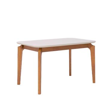 Imagem de Mesa de Jantar Retangular com Tampo de Vidro Off White Ficus Cinamomo 140 cm