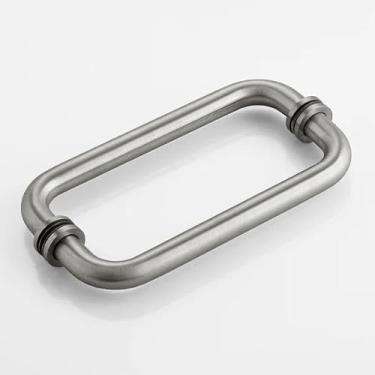 Imagem de Puxadores redondos de aço inoxidável de 20,32 cm para porta de chuveiro - Substituição de maçaneta de porta de vidro deslizante para vidro perfurado, puxador resistente e seguro com ampla