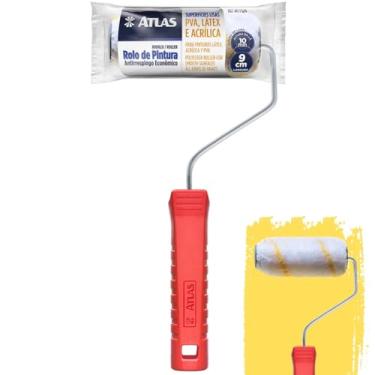 Imagem de Rolo de Pintura Pequeno Minirolo 9cm Lã Microfibra 10mm Antirespingo Com Suporte | Atlas