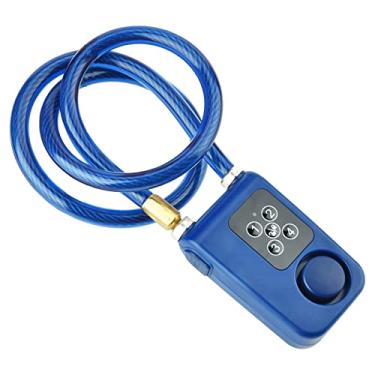 Imagem de Generic Corrente de Aço Com Trava de Alarme Antifurto Inteligente para Portão de Bicicleta Azul, Alarme de Movimento de Agitação, Alerta Policial, Chicote Defensivo, Cabo de Aço de 10 Mm X 80 Cm