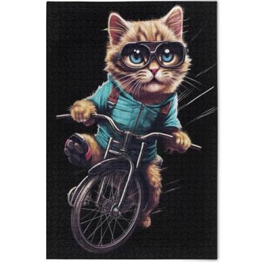 Imagem de Quebra-cabeça engraçado gato legal 500 peças para adultos divertido bobo, personalizado divertido para adultos, brinquedo artístico, 52 cm x 37,8 cm