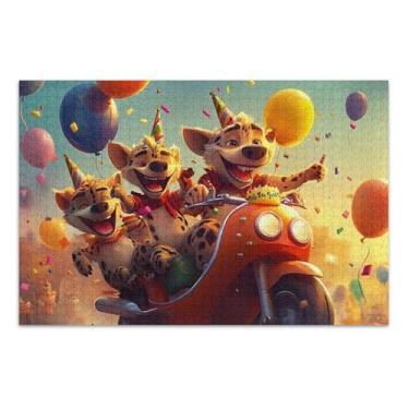 Imagem de Quebra-cabeça 500 peças adultos família amantes presentes colorido animal arte floral aniversário cachorro hiena, 50 x 35 centímetros