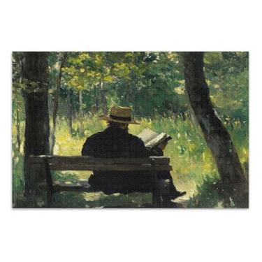 Imagem de Reader Park Bench Quebra-cabeça verde, quebra-cabeças 1000 peças para adultos, com letras na parte de trás, quebra-cabeças engraçados