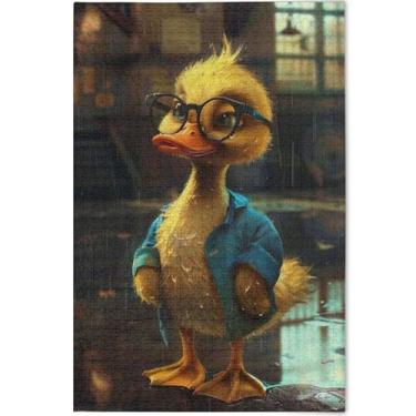 Imagem de Quebra-cabeça engraçado de pato fofo 500 peças para adultos jogo engraçado rígido para adultos pintura animal personalizada, 52 cm x 37,8 cm