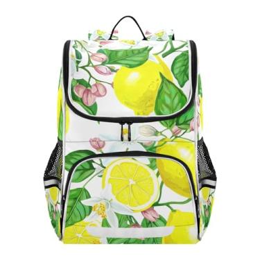 Imagem de Back to School Bag Personalized Yellow Lemon Leaves Flowers White Kids Girls' Backpack Children Large Book Bag for Elementary School Backpacks for Boys, 18L