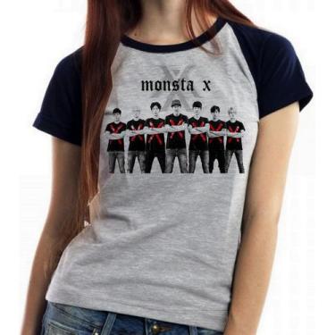 Imagem de Baby look blusa feminina ou Camiseta unissex monsta x bts, Baby look G