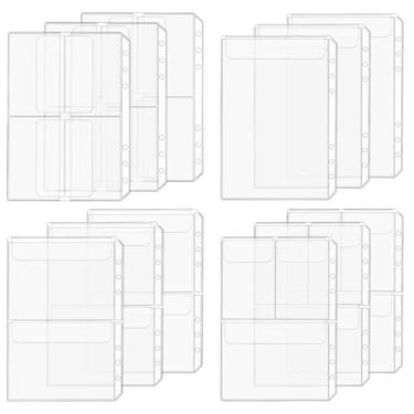 Imagem de Bolsos para fichário A5, 12 peças, tamanho A5, 6 furos, inserções à prova d'água, pastas transparentes premium com zíper, sacos de arquivamento de documentos para fichário de caderno de 6 anéis, sacos