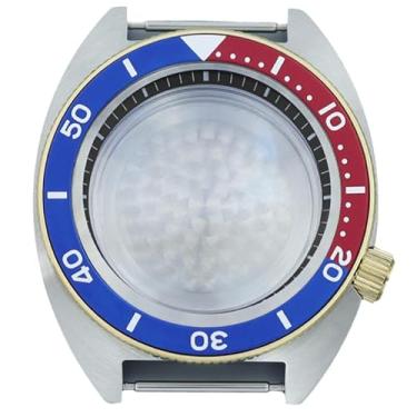 Imagem de FEIYASHI Caixa de relógio modificada à prova d'água de aço 10 ATM de 41 mm para NH35 NH34 NH36 Movimento SKX Abalone acessórios de relógio, Prata e ouro 4, Dark Black Chapter Ring, Caixa de relógio de