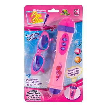 Imagem de Art Brink Microfone Infantil Com Óculos Luz E Som Menina Pop