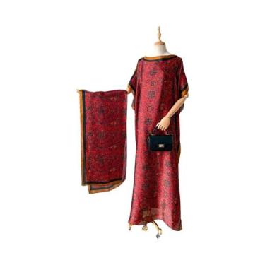 Imagem de Vestido Kaftan De Moda Feminina Para O Verão Com Grande Lenço, Abaya S