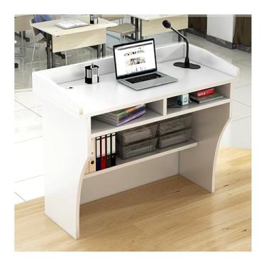 Imagem de Pódio, suporte de pódio móvel, recepção do cliente no chão, púlpito alto de madeira maciça premium, púlpito multifuncional, mesa de pódios de recepção do cliente (carvalho, 90 x 60 * 105 cm)