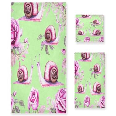 Imagem de xigua Conjunto de toalhas de banheiro de caracóis aquarela absorvente macio 3 peças toalha de banho toalha de mão toalhas decorativas para banheiro, academia, hotel, praia, piscina