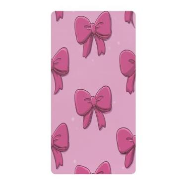 Imagem de Blueangle Lençol de berço padrão para berço infantil - Lençóis de algodão macio e respirável com laços rosa fofos (606)