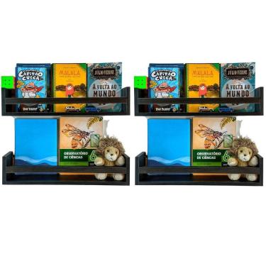 Imagem de Jogo 4 Estantes Livros E Brinquedos Criança Nicho Pelúcia