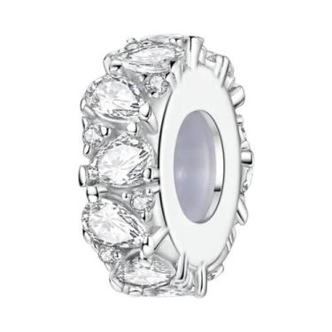 Imagem de Berloques De Silicone Com Zircônia Em Prata Esterlina 925 Para Pulseir
