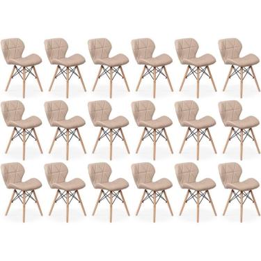 Imagem de Kit 18 Cadeiras De Jantar Charles Eames Slim Wood Estofada - Nude