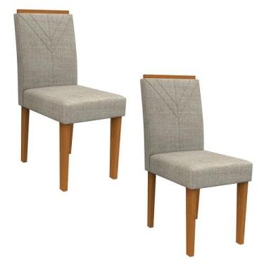 Imagem de Kit 02 Cadeiras Júlia Veludo Linho TL13 Pés Ypê - D'Rossi - DRossi